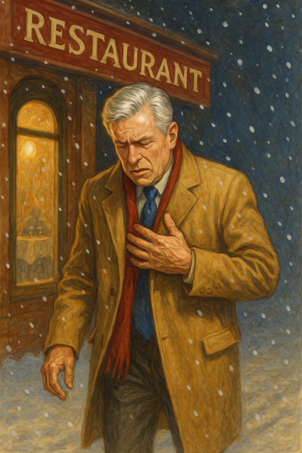 Dolore toracico alla uscita dal ristorante sotto la neve